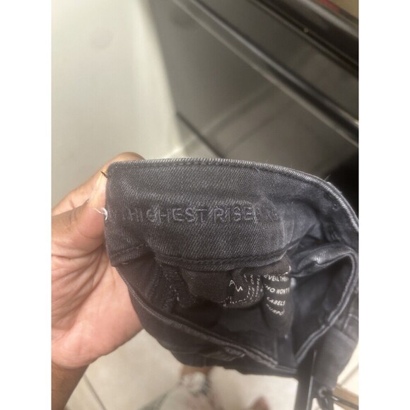 American Eagle Curvy Highest Rise Flare Jeans Black Button Fly Stretch size 00 - Picture 5 of 10